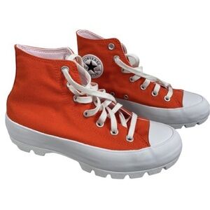 Converse Orange All Star Chuck Taylors Lugged Hightop Platform Sneakers